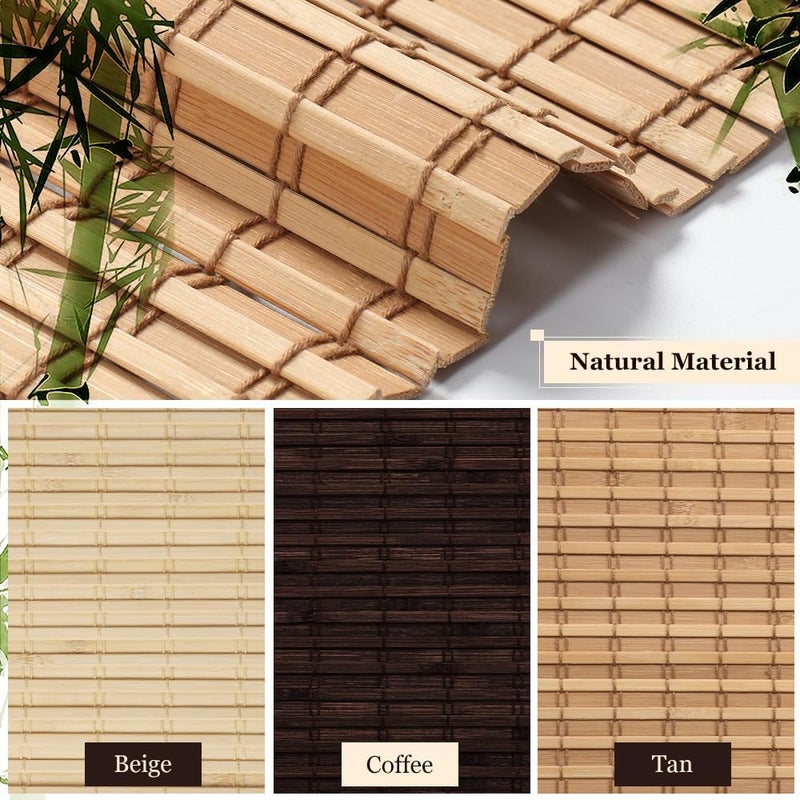 LUCKUP Cordless Bamboo Roman Blinds Shades for Indoor Windows-Blackout Room Darkening Roman Blinds with 6" Valance Cover Enhanced Privacy, 44" W x 64" H - Image 3